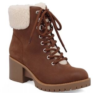 MIA Amore Cold Weather Lace-Up Block Heel Boots- Blaake